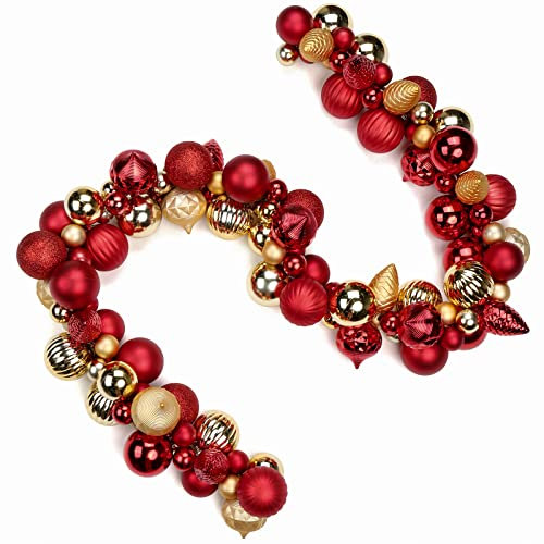 66 Zoll/168cm Weihnachtsgirlande, Weihnachtskugel Girlande für Weihnachtsdekoration, Haustreppe Kamin Haustür Display Indoor Outdoor Dekoration