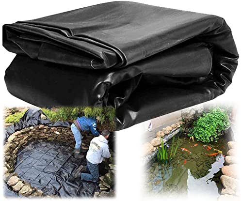 HPDONM Teichfolie Schwarze Aus Gummi Flexibel Teich-Liner-HDPE Teichfolien Strapazierfähiges Undurchlässiges, UV- und witterungsbeständig, für Fischteiche, Brunnen, Wassergärten,9×10m