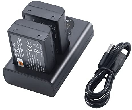 DSTE Lot de 2 Batteries de Rechange BLX-1 BLX1 + Chargeur USB Double avec écran LCD Compatible avec Om-1 OM1 Micro SLR Camera Om System