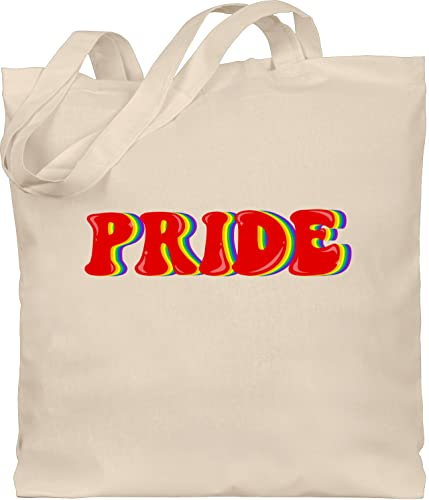 Shirtracer Baumwolltasche - LGBTQ Kleidung Flag - Pride Schriftzug Regenbogenfarben - Unisize - Naturweiß - tasche stoff csd tote bag gay beutel lgbt jutebeutel regenbogen lqbtq stofftasche lesbian