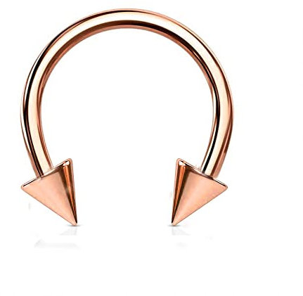 Jewel Barrel Hufeisen Piercing Bar Nassenpiercing Septum Nase Ring Ohrringe Hoop Helix Tragus Körperschmuck 16G, 6 | 8 | 10 | 12 mm Chirurgenstahl mit Kegel Spitzen (Roségold, 12)