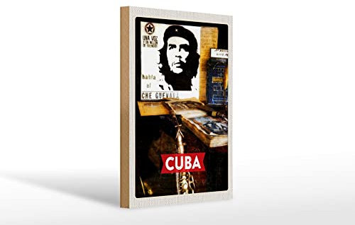 FEMER Holzschild Reise 20x30cm Cuba Karibik Che Guevara Demokratie