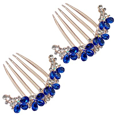 2 Stück Strass Haarkamm Blume, Damen Haarschmuck Kamm Braut Seitenkamm Haarspange mit kristallblume 5 Zähnen Steckkamm Vintage Einsteckkamm Hochzeit Haarkamm für Frauen Mädchen Haarschmuck