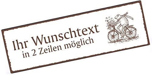 Türschild Frosch auf Fahrrad Namensschild personalisiert mit Gravur- 150mm x 50mm - selbstklebend