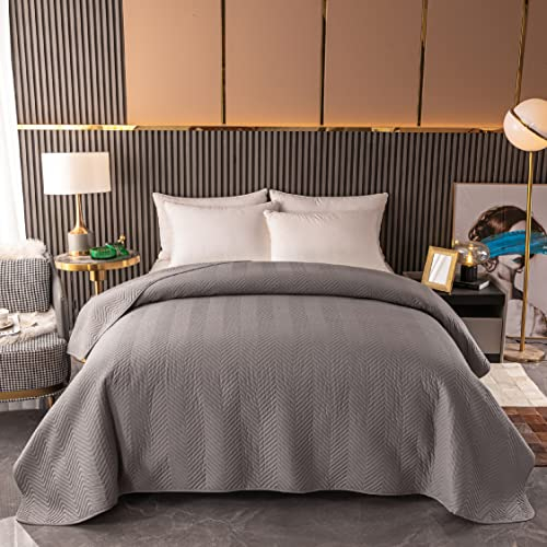 Mixibaby Bettüberwurf Tagesdecke Bettdecke Decke Steppdecke Prägemuster Überwurfdecke leicht, Größe:220 cm x 240 cm, Farbe Bettdecke:Silber D-5