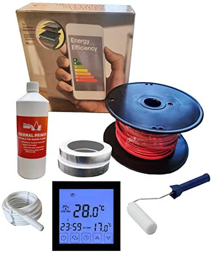 Nassboards Pro Elite Loose Cable Electric Underfloor Heating System 200w - Touch Screen Thermostat with Installation Kit & Instructions for Carpet, Tiles, Laminate, Wood, Concrete