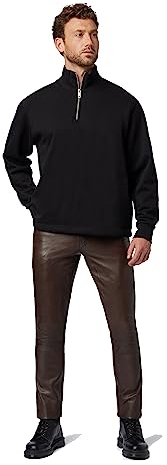 Herren Lederhose Jonny - Premium Lamm Nappa Leder (Echtleder) (as3, Numeric, Numeric_32, Slim, Regular, Braun)