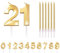 HONGCI Gold 21st Birthday Candle Number 21 Candles for Birthday Cake with Gold Long Candles, Age 21 Birthday Candles for Cake, 21 Year Birthday Cake Topper Decorations for Her Him Birthday Gold