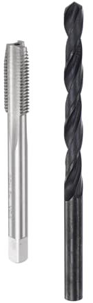 sourcing map Metric Tap and Drill Bit Set, M8 x 1 Thread Tap & 7mm Black Oxide Twist Drill Bit, Straight Flute Tap Tapping Threading Repair Tool Kit