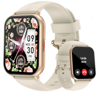 Smartwatch Damen mit Bluetooth Telefonfunktion,1.85'' HD Display Smart Watch,Fitnessuhr Damen IP68 Wasserdicht,Schrittzähler Uhr Damen110+ Sportmodi Pulsmesser Schlafmonitor kompatibel für iOS Android