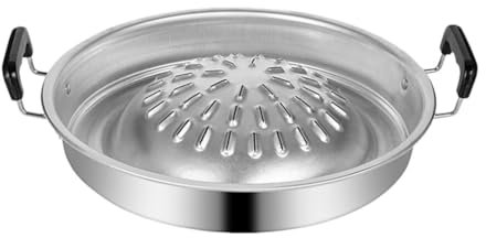 MAGICLULU Koreanische Grillpfanne Aus Edelstahl Antihaftbeschichtet Rauchfrei Rund Herdplatte Im Koreanischen Stil Für Outdoor-Indoor-Camping-Grill