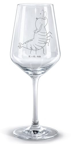 Mr. & Mrs. Panda Weinglas Garnele Franzose - Geschenk, Rotwein Glas, Rotweinglas, Spülmaschinenfeste Weingläser, Urlaub, Meer, Krabbe, Geschenk für