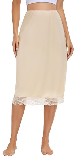 Sopesil Damen Unterrock Weich Modal und Atmungsaktiv Lang Petticoat Underskirt Antistatisch Elegantes Unsichtbar Kleid Rock Unterkleid S-XXL