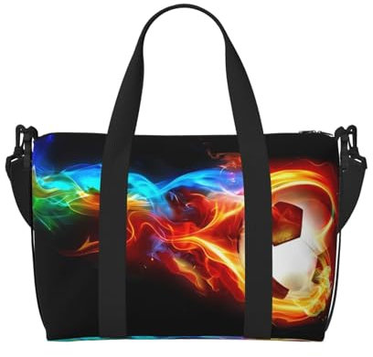 MYGANN Fire Dragon Roll Soccer Große Kapazität, wasserdichte Handtasche, 41 x 15 x 29 cm, für Outdoor-Aktivitäten, Reisen, Angeln, Jagd, Schwarz , Einheitsgröße