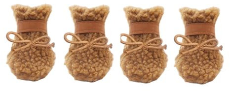 TOGEVAL 4stücke Hochwertige Hundeschuhe Für Winter rutschfeste Schnee-Stiefel Für Hunde Pfotenschutz Outdoor-Bekleidung Braun