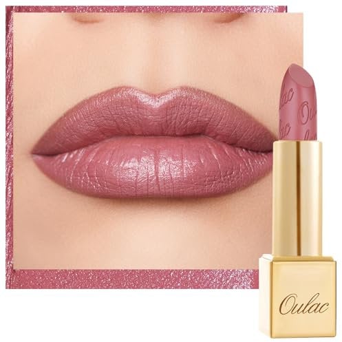 OULAC Rossetto Opaco Finitura Metallica, Matte Rossetti Rosa-Malva Glitterato Idratazione e Lucentezza a Lunga Durata per le Labbra, Texture Fine Colore Intenso, 4,3g (GM04) Mauve Babe