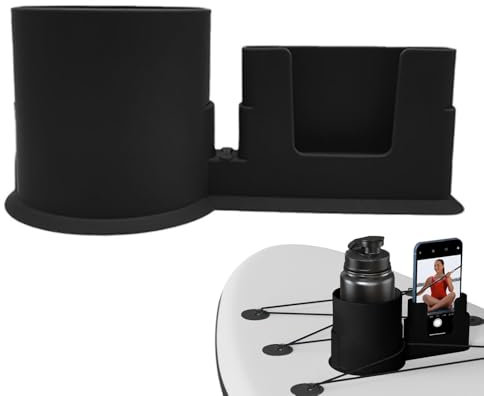 TOEECY Sup Zubehör Paddle Board Getränkehalter Multifunktionaler Anti Umkipp Surfbrett Telefonhalterung Kajak Wasserflaschenhalter für Meisten Getränk Becher (Schwarz)