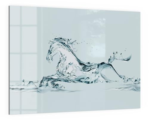 DEQORI Glas-Magnettafel | 120x90 cm cm groß | Motiv Pferd des Stroms | Memo-Board aus Glas | Magnetboard inkl. Magnete, Stift & Tuch für Küche & Büro | Tafel magnetisch & beschreibbar