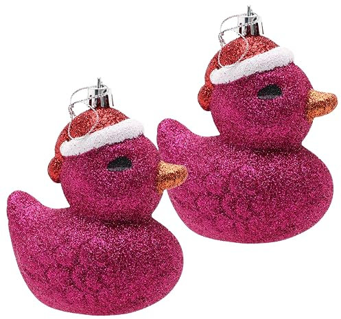 Christmas Concepts® Pack of 2-110mm (4.3) Hot Pink Glittery Festive Duck Baubles - Christmas Tree Decorations