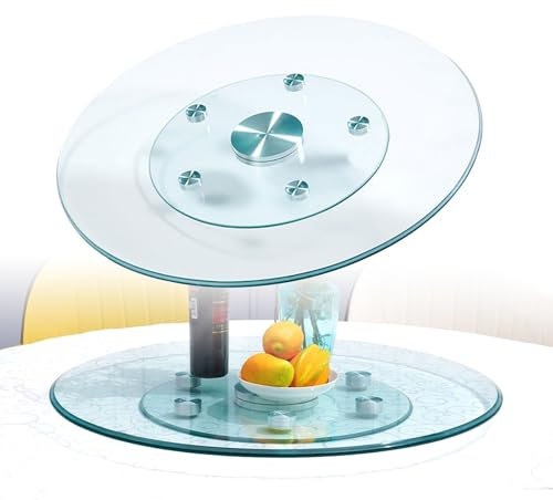MBBTAG Giratorio de Vidrio, Bandeja Giratoria de Mesa de Vidrio Templado, Rotación de 360°, Giratorio Grande Plato Giratorio for Comedor, Resistente y Duradero, Mesa giratoria con Placa(80cm)