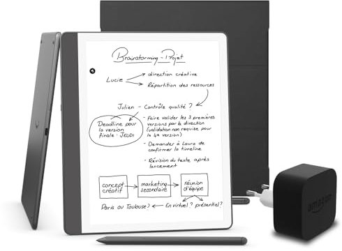 Kindle Scribe (versione 2024) 16 GB, una custodia in pelle Amazon Premium e un alimentatore Amazon Powerfast da 9 W