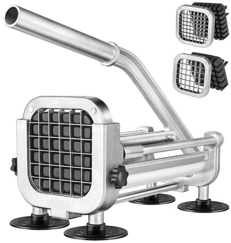 Ruooson Coupe-frites professionnel avec lames en acier inoxydable de 1/2 et 3/8, idéal pour les pommes de terre entières, les carottes, les concombres.