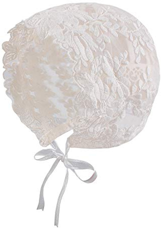 Baby-Mädchenhaube aus Baumwolle, Taufhaube für Neugeborene, Mädchen, Weiß, Prinzessin, Sonnenschutz, 0-3 Monate