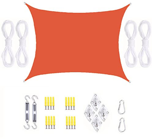Toldo impermeable para exteriores, para jardín, terraza, piscina, rectangular, 4 x 5 m, color naranja, resistente a los rayos UV y al polvo