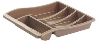 Vsorce4u 1 x Rose Gold 5 Compartment Plastic Cutlery Tray Cutlery Holder Cutlery Utensils Drawer Organizer Cutlery Rack Stand