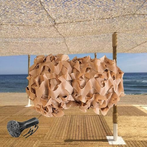 Générique Toile Ombrage Exterieur, Filet De Camouflage Sable 1x2m 1.5x4m 3x4m 5x5.5m 6x8m Auvent De Terrasse, Voile D'ombrage Rectangulaire(7x10 M)