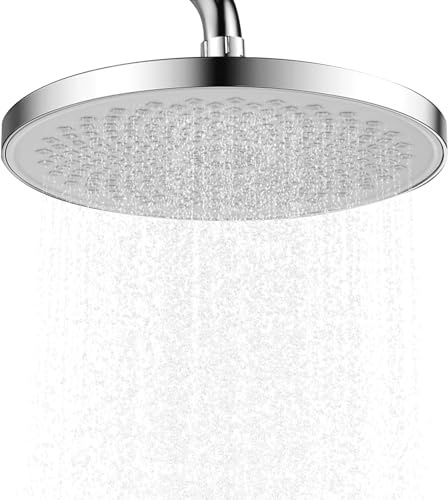 Regenduschkopf Hochdruck, 22,9 cm runder Regenduschkopf, verstellbarer Überkopf-Wasserfall-Duschkopf, großer Badezimmer-Regenkopf-Ersatz, ABS-Chrom, fester Duschkopf mit Selbstreinigung