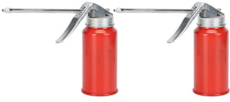 Jeffergarden Curved Push Handle Pump Oiler Can, Cold Rolled Steel 200ml Oil Spray Gun with Spring Mechanism, for Motorcycles Home Appliances