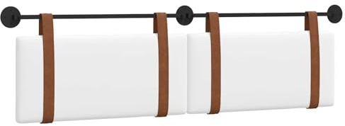 vidaXL Hängendes Kopfteil Weiß Antikes PU, Schlafzimmer Deko, modernes Wandkopfteil, rechteckiges Design, minimalistischer Stil, Schaumstoff Polsterung