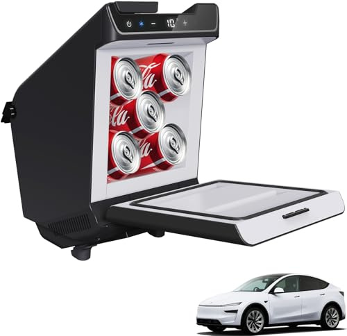 WinTang Frigorifero per auto per Tesla Model Y Juniper, Frigorifero console centrale posteriore per Tesla Model Y 2026~2025, raffreddamento e riscaldamento, congelatore portatile per campeggio