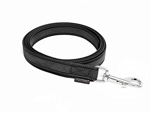 Mystique® Gummierte Leine 20mm mit Handschlaufe Standard Karabiner schwarz 3m