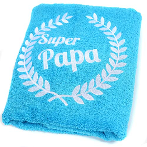 Abc Casa blaues Handtuch Super Papa für der Beste Papa zum Geburtstag, Vatertag, Valentinstag, Jahrestag-Alles Gute Geburtstagsgeschenk