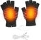 USB Fingerlos Fäustling Beheizbare Handschuhe, Waschbar Beheizbare Handschuhe, Pc Handschuhe für Radfahren, Wandern, Skifahren und Bergsteigen (Schwarz)