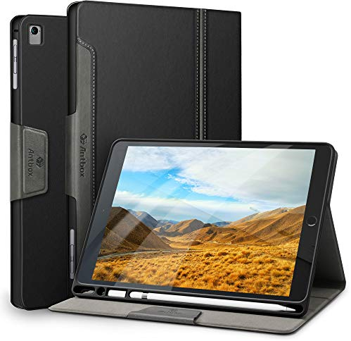 Antbox Case for iPad Air 2 / iPad 6th/5th Generation / iPad Pro 9.7 with Pencil Holder Auto Sleep/Wake PU Leather Smart Cover (Black)