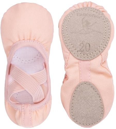 Tancefair Ballet Shoes for Girls Canvas Ballet Flats Split Leather Sole Dance Slippers Gymnastics Yoga Dance Shoes for Girls Toddlers Women Pink