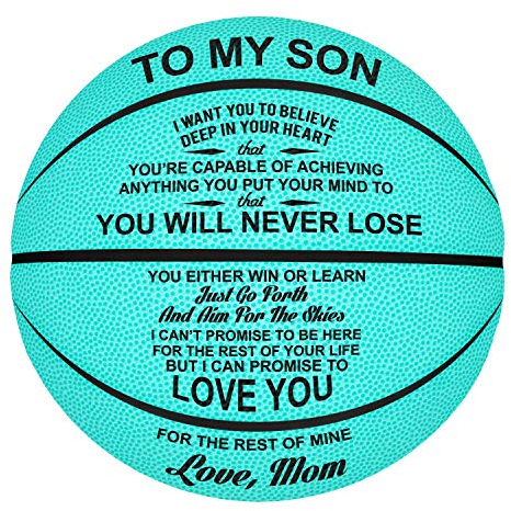 KENON Basketbälle für Sohn, personalisierbar, für drinnen und draußen, Leder, tolles Geschenk für Sohn von Mama und Papa (Zu Meinem Sohn von Mama)