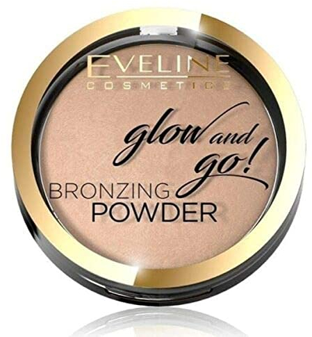 Eveline Cosmetics Glow and Go Seidig Glatter Gebackener Bronzer - Nr. 01 Go Hawaii - Natürlicher Sonnengeküsster Look, Konturiert & Verstärkt die Bräune, 8,5g