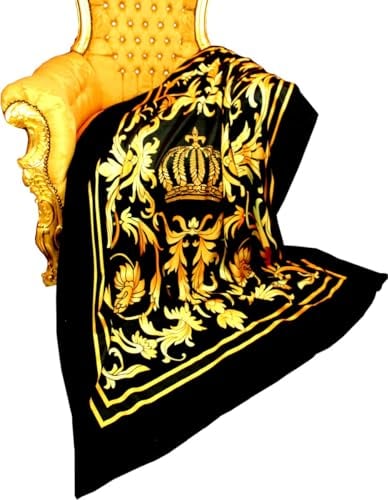 Harald Glööckler Luxus Wohndecke Pompöös by Casa Padrino Barock Krone Gold/Schwarz Glitzersteinen