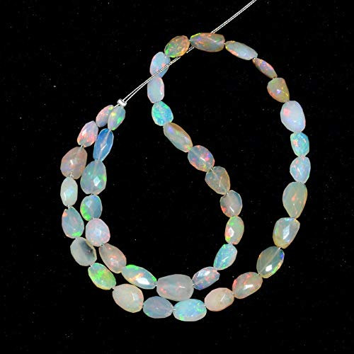 Jaipur Gems Mart AAA + Multi Äthiopisches Welo Opal Feuer 6x4mm-6x9mm Facettierte Nugget Perlen | Natürlicher äthiopischer Opaledelstein getrommelt ausgefallene Perlen | 12 Zoll Strand