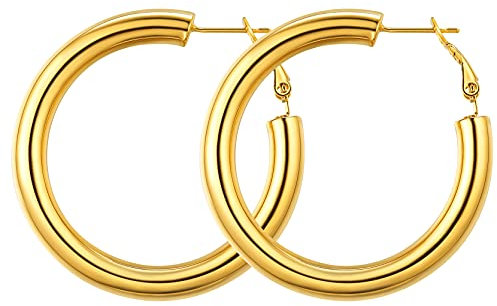 GoldChic Damen Creolen 60mm Gold Groß Hoop Ohrringe Edelstahl Frauen Mädchen Kreolen echt gold Modeschmuck Geschenk für Geburtstag Weihnachten Muttertag