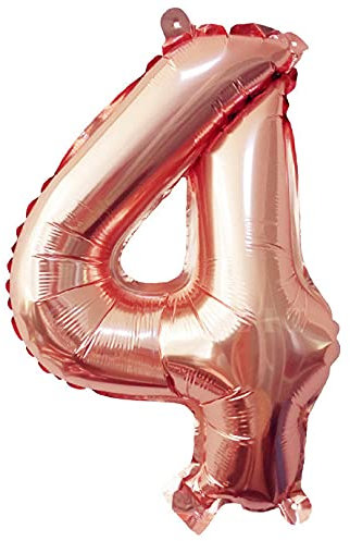 Lepep 40 cm Roségold Luftballons Zahlen von 0 bis 9 Buchstaben von A bis Z Party Deko Ballons für Geburtstag Babydusche Brautparty Hochzeit Abschlussball Folienballons Dekoration (Zahl 4)