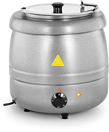 Royal Catering RCST-9405 Suppentopf 10 L Stahl silbern beschichtet Edelstahl 400 W Suppentopf elektrisch Suppenkessel