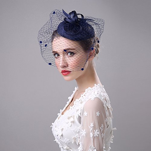 Fascinator Hut Damen Kopfschmuck Mesh Haarreif Hochzeit Damenhut Vintage Haarschmuck Hochzeitszubehör Bankett Hut Elegant Schleier Cocktail Haarsband Karneval Headwear Fasching Haar Clip Party