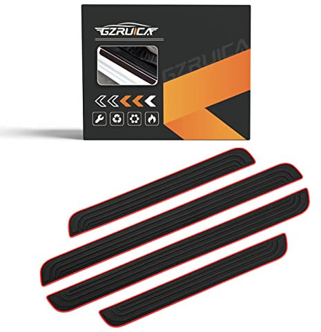 GZRUICA Door Sill Protectors for Cars - Welcome Door Sill Sticker Car Kick Plates Decorative Modeling Accessories - Fits Most Cars, PVC Soft Rubber, 4pcs/Set