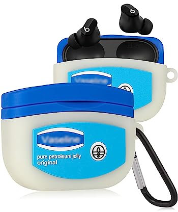 Jowhep Case for Beats Studio Buds Funny Unique 3D Design Cute Silicone Cover Fashion Kawaii Cool Fun Cartoon Wireless Powerbeats Cases for Beats Earbuds Headphones for Girls Boys Teen (Blue and White)