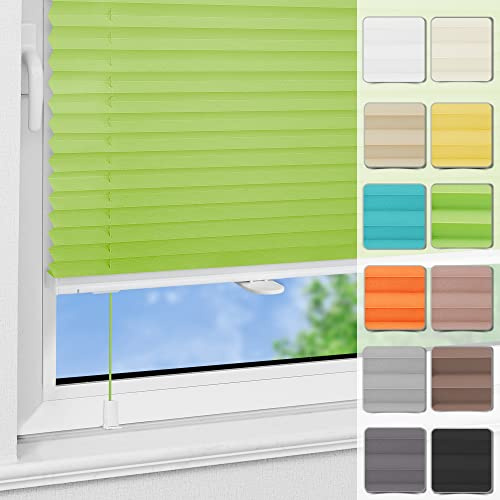 Magiea Plissee ohne Bohren Klemmfix B65 x H120 cm Grün, Easyfix Plisseerollo Sichtschutz und Sonnenschutz, Jalousie Faltrollo mit Klemmträger für Fenster & Tür